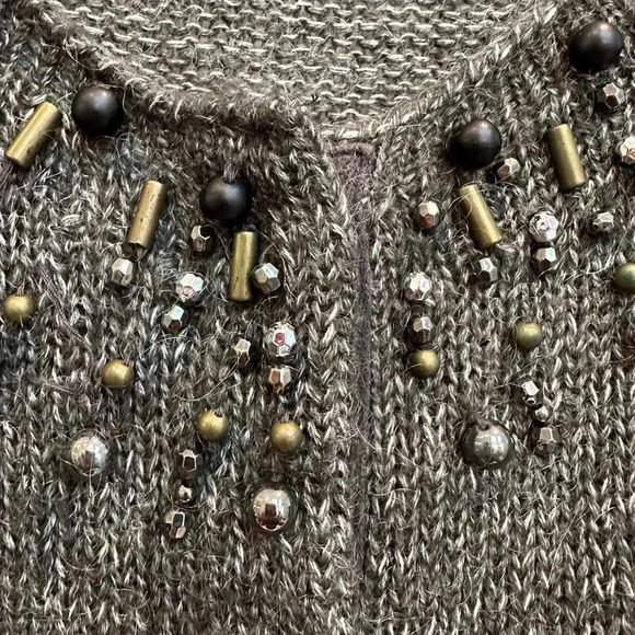 Coldwater Creek Angora Mohair Blend Cardigan Sweater Beaded Size Large 14 / 16 - Picture 2 of 14